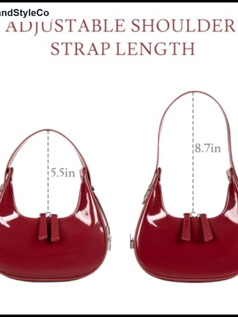 Vegan Leather Crescent Hobo Shoulder Bag Retro Y2K Underarm Purse - Picture 5 of 6